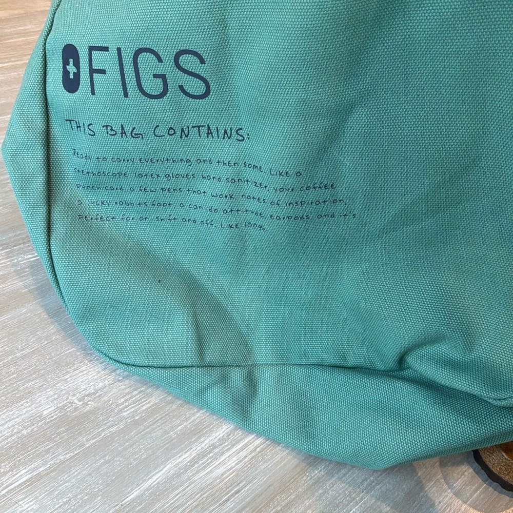 Figs Green Canvas Tote Bag with Wide Straps